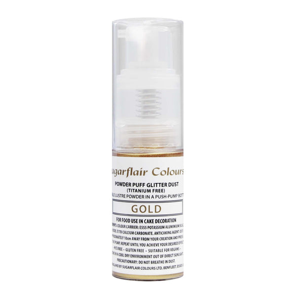Sugarflair Powder Puff Glitter Dust Spray 10g - Gold