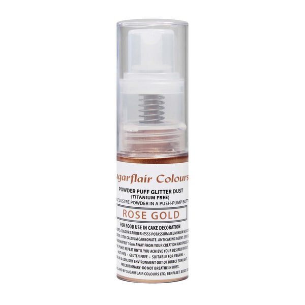 Sugarflair Powder Puff Glitter Dust Spray 10g - Rose Gold