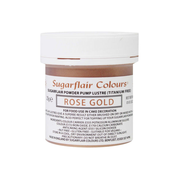 Sugarflair E171 Free - Powder Pump Lustre Refill 25g - Rose Gold