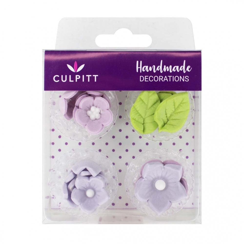 Culpitt Lilac Flower & Leaves Edible Toppers x 16