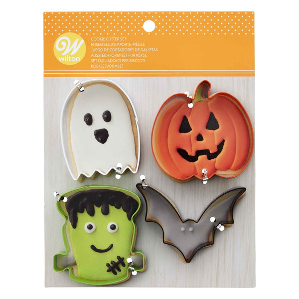 Wilton Bat, Pumpkin, Ghost & Monster - Metal Cookie Cutter Set of 4