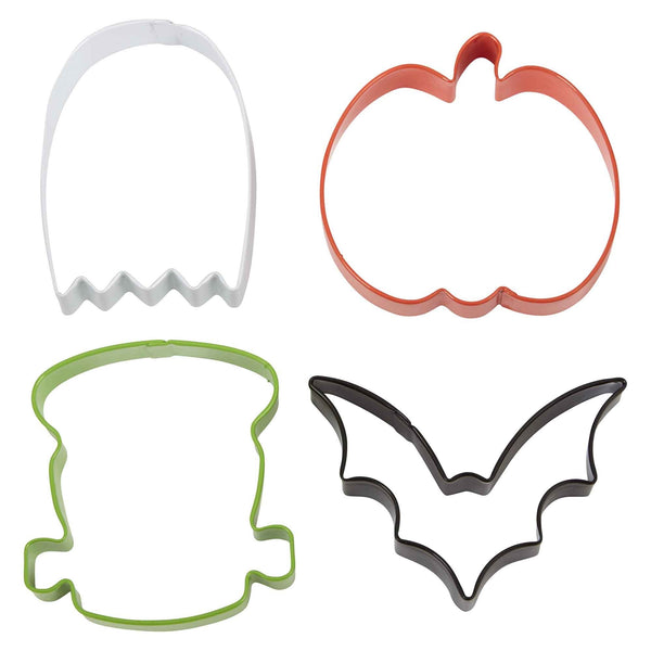 Wilton Bat, Pumpkin, Ghost & Monster - Metal Cookie Cutter Set of 4