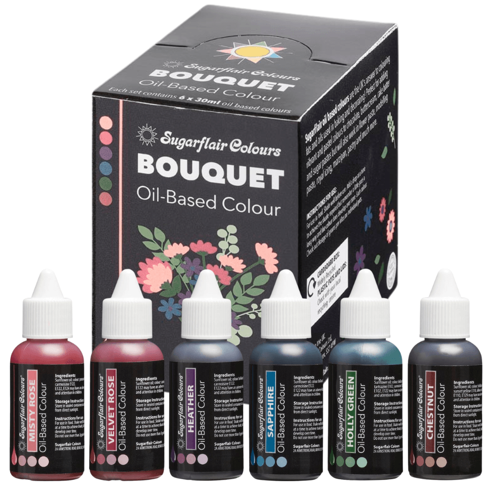 Sugarflair Bouquet - Oil Based Food Colouring 30ml Set Of 6