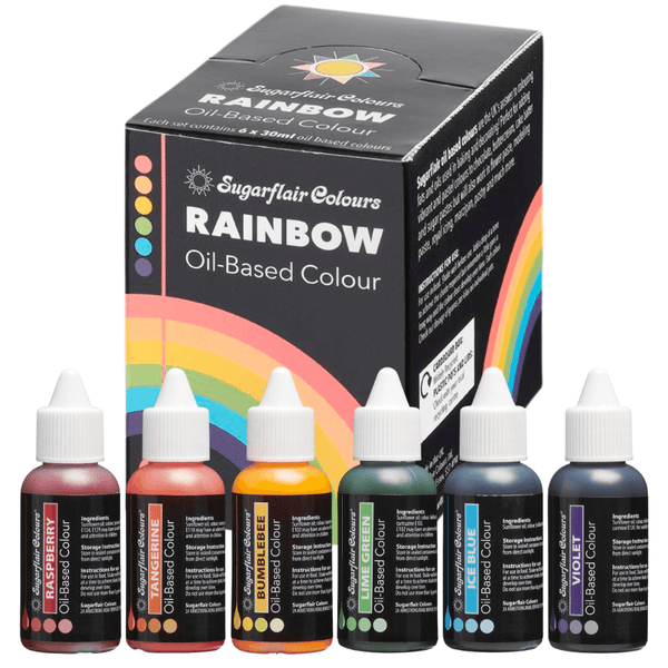Sugarflair Rainbow - Oil Based Food Colouring 30ml Set Of 6