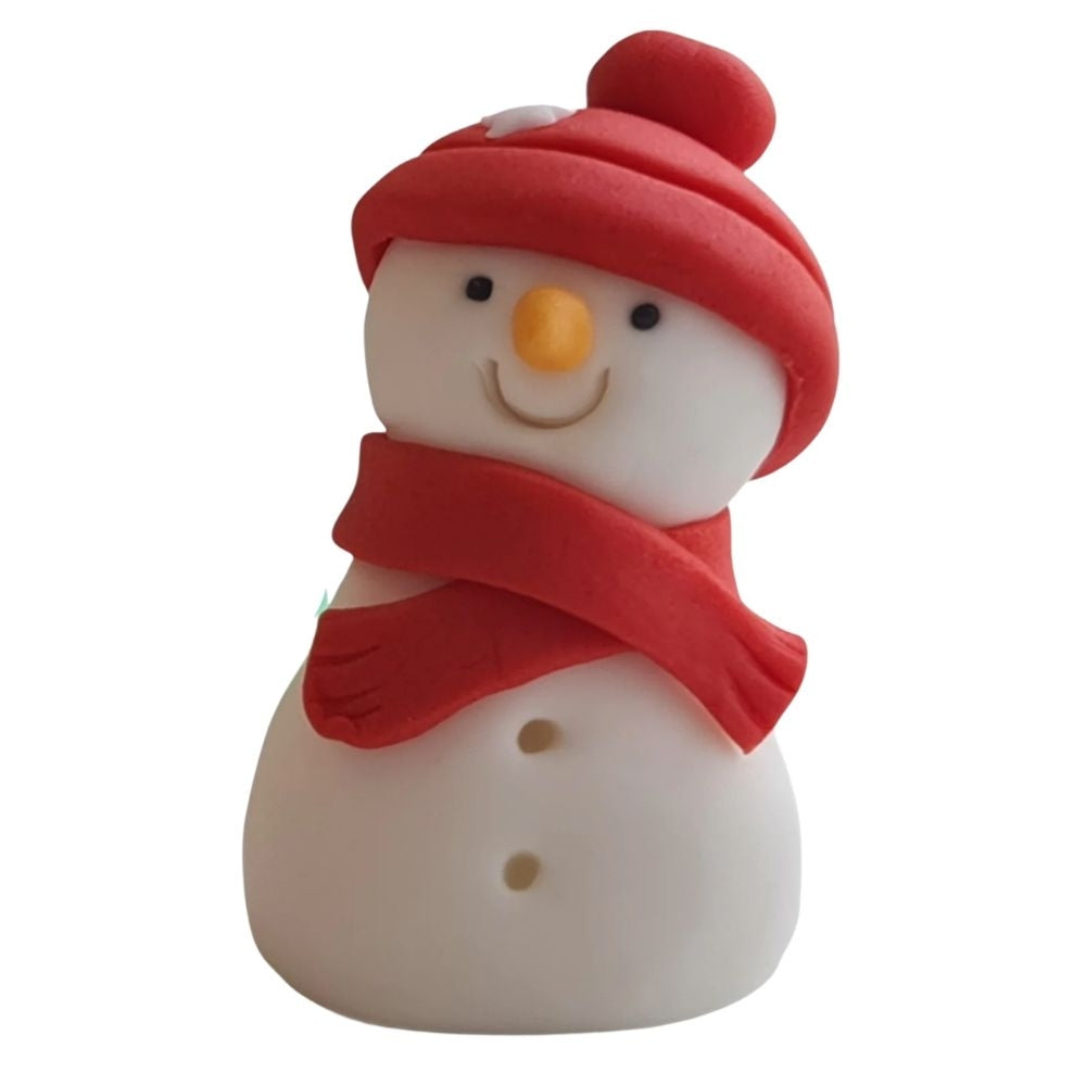 JN Cakes Snowman In Red - Edible Cake Topper