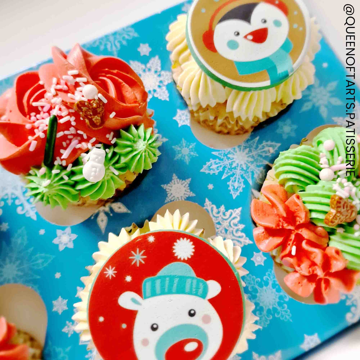 Simply Making Holds 6 Blue Snowflake Satin Cupcake Box