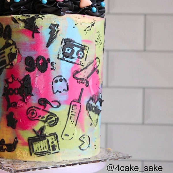 Belsize Cakes 90's Party Cake Stencil