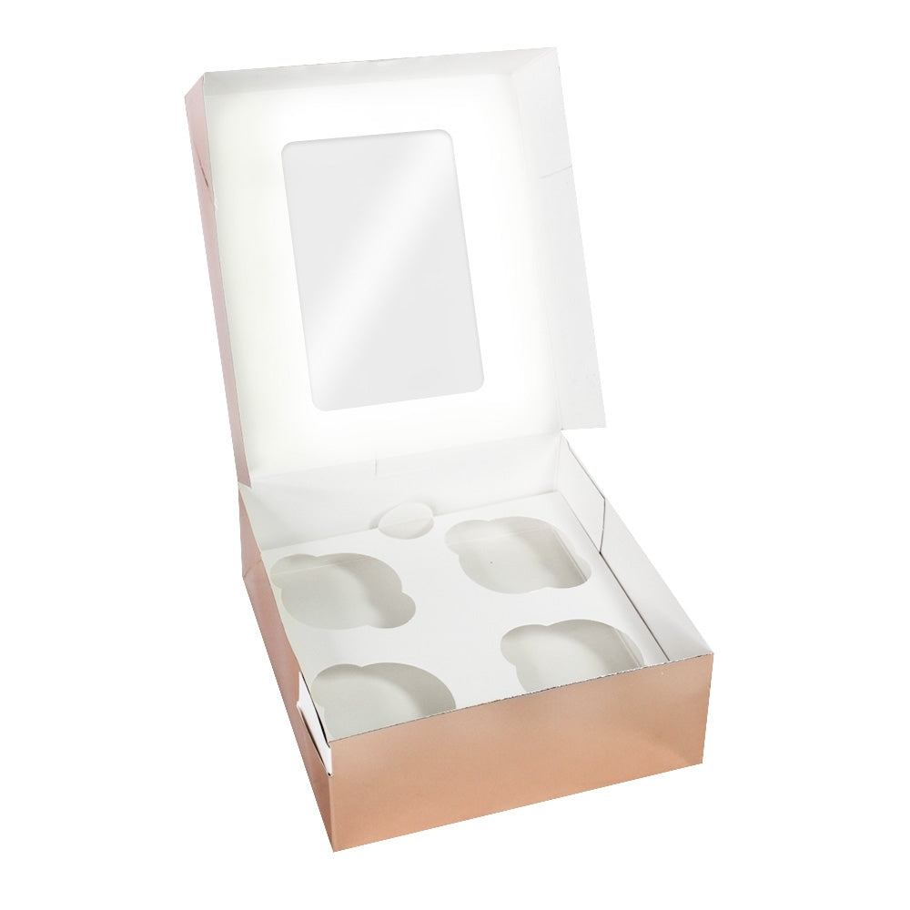 Simply Making 2.5" Deep Luxury Satin Rose Gold Cupcake Box - Holds 4