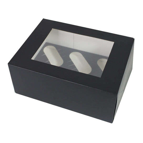 Simply Making Black Luxury Cupcake Box With Window - 4" Deep