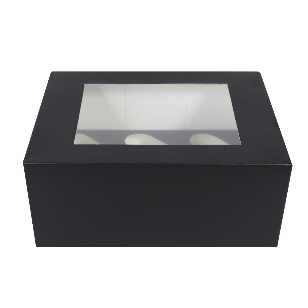 Simply Making Black Luxury Cupcake Box With Window - 4" Deep