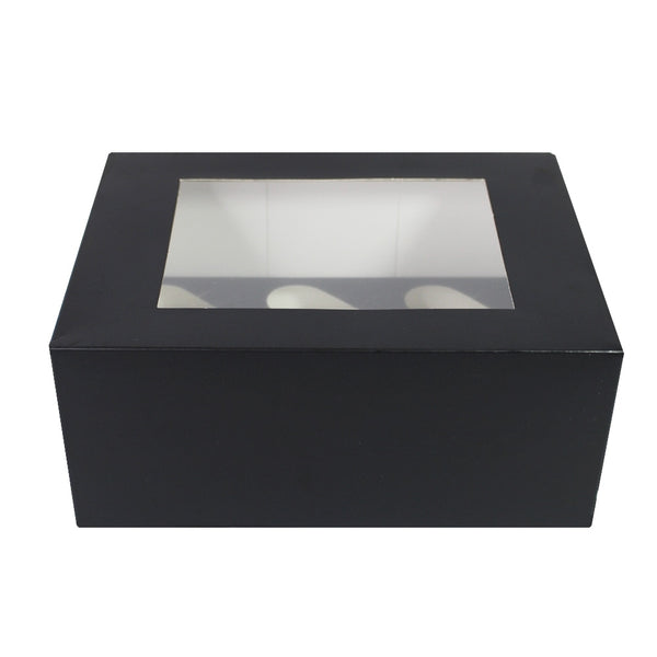 Simply Making Black Luxury Cupcake Box With Window - 4" Deep