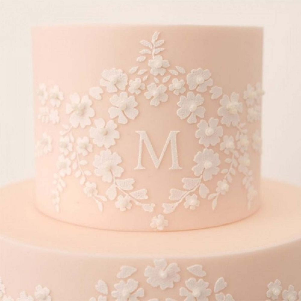Evil Cake Genius Garden Lace Monogram Cake Stencil