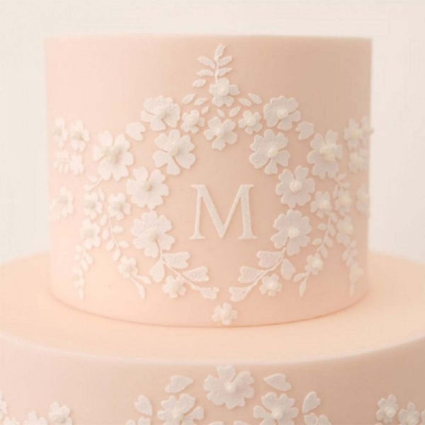 Evil Cake Genius Garden Lace Monogram Cake Stencil