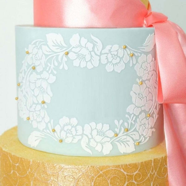 Evil Cake Genius Rose Lace Wreath Cake Stencil