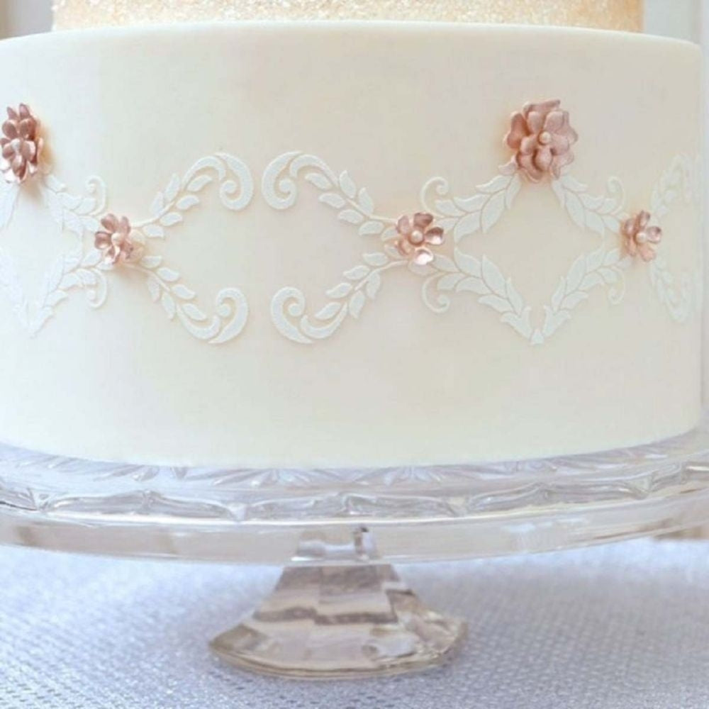 Evil Cake Genius Alexandria Lace Band Cake Stencil By Suzanne Esper