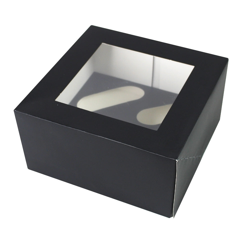 Simply Making Black Luxury Cupcake Box With Window - 4" Deep