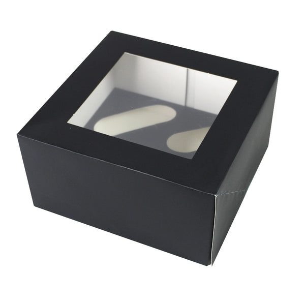 Simply Making Black Luxury Cupcake Box With Window - 4" Deep