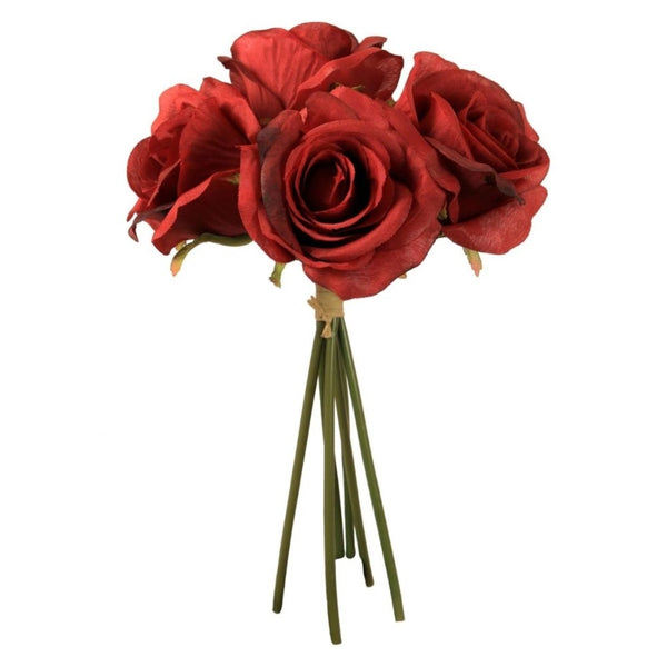 Simply Making Red - Bunch Of 6 Silk Bella Roses