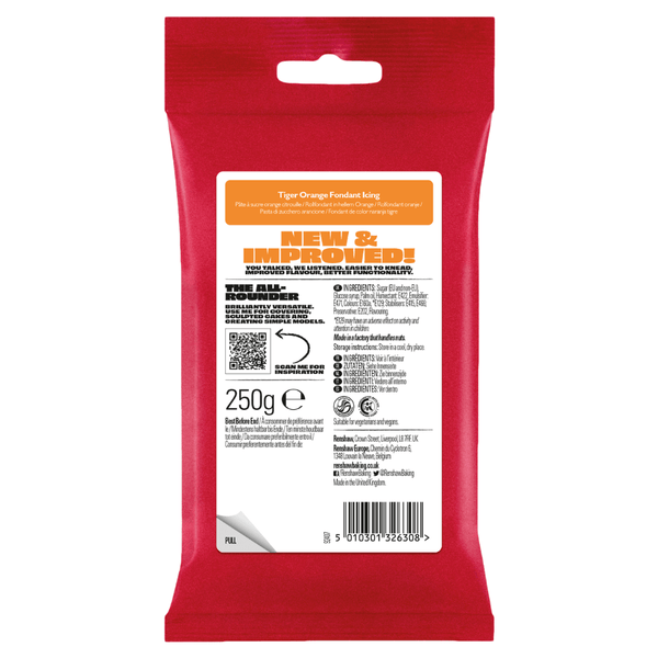 Renshaw Tiger Orange - Just Roll With It Sugarpaste Fondant Icing 250g