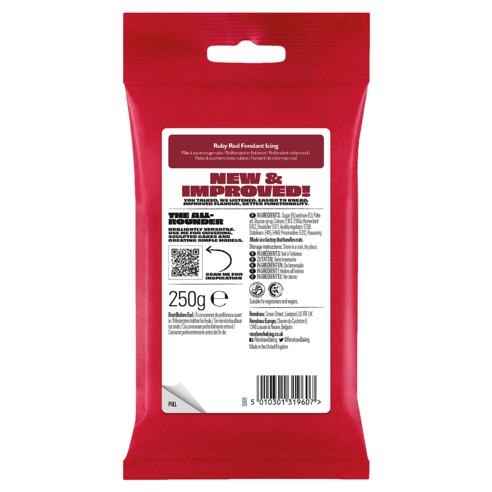 Renshaw Ruby Red - Just Roll With It Sugarpaste Fondant Icing 250g