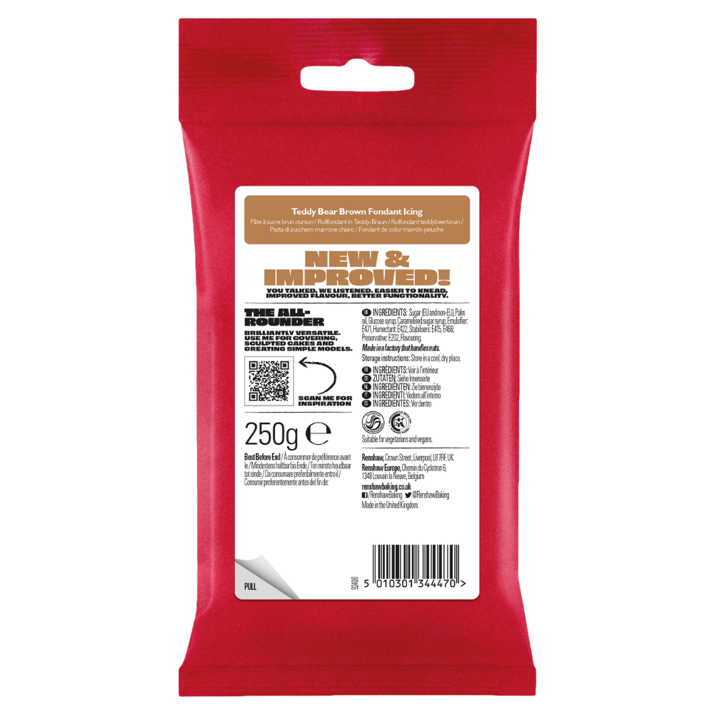Renshaw Teddy Brown - Just Roll With It Sugarpaste Fondant Icing 250g