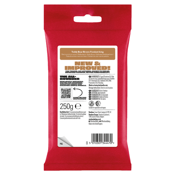 Renshaw Teddy Brown - Just Roll With It Sugarpaste Fondant Icing 250g