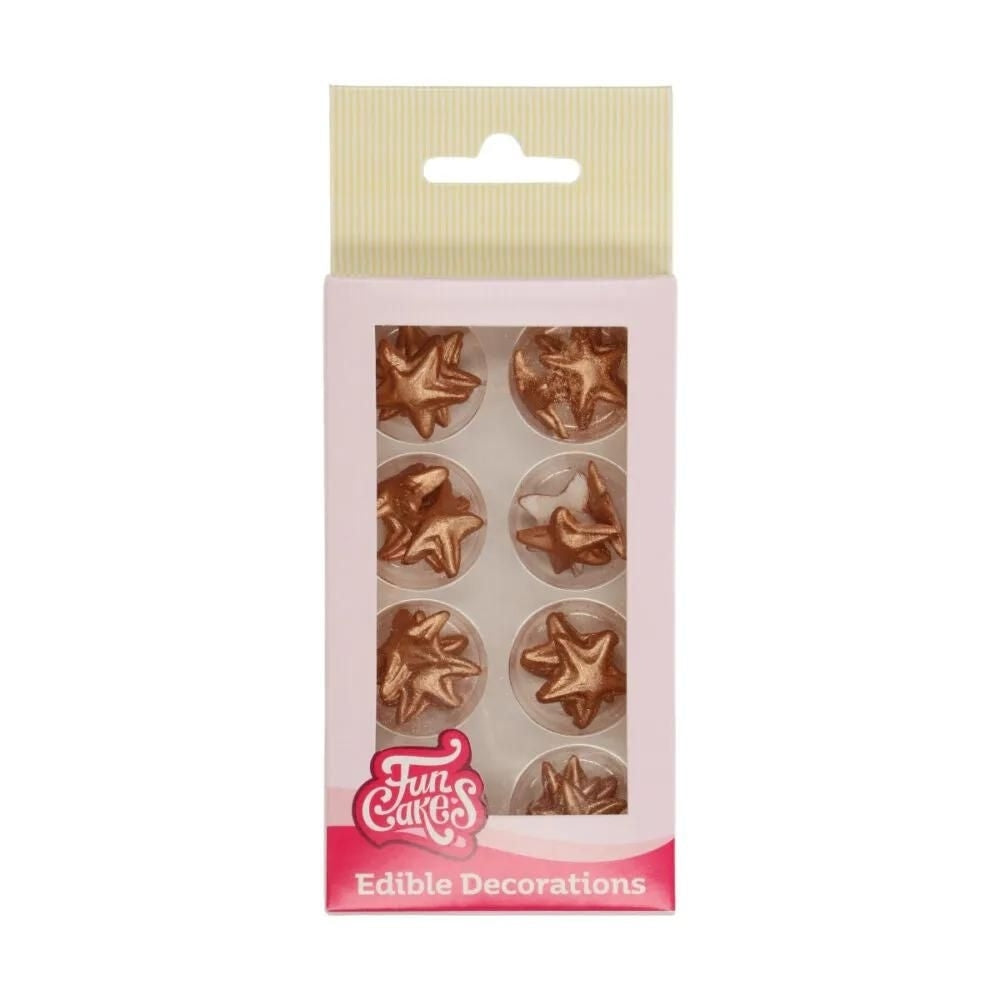 FunCakes Bronze Gold Stars Sugar Decorations Set Of 24
