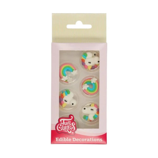 FunCakes Unicorn & Rainbow Sugar Decorations Set Of 12