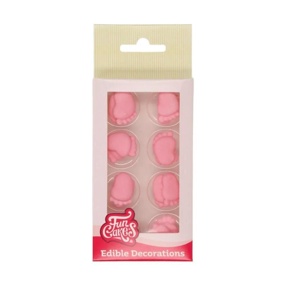 FunCakes Pink Baby Feet Sugar Decorations Set Of 16
