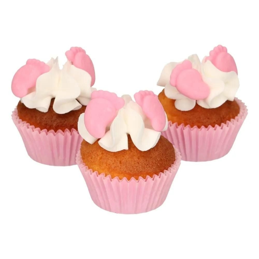 FunCakes Pink Baby Feet Sugar Decorations Set Of 16