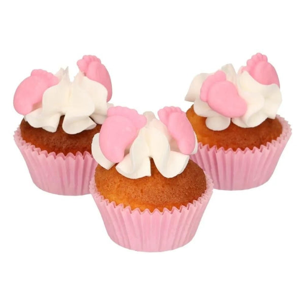 FunCakes Pink Baby Feet Sugar Decorations Set Of 16