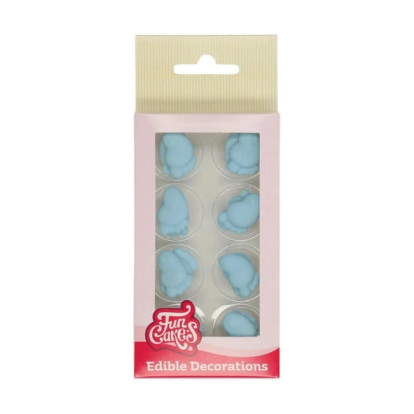 FunCakes Blue Baby Feet Sugar Decorations Set Of 16