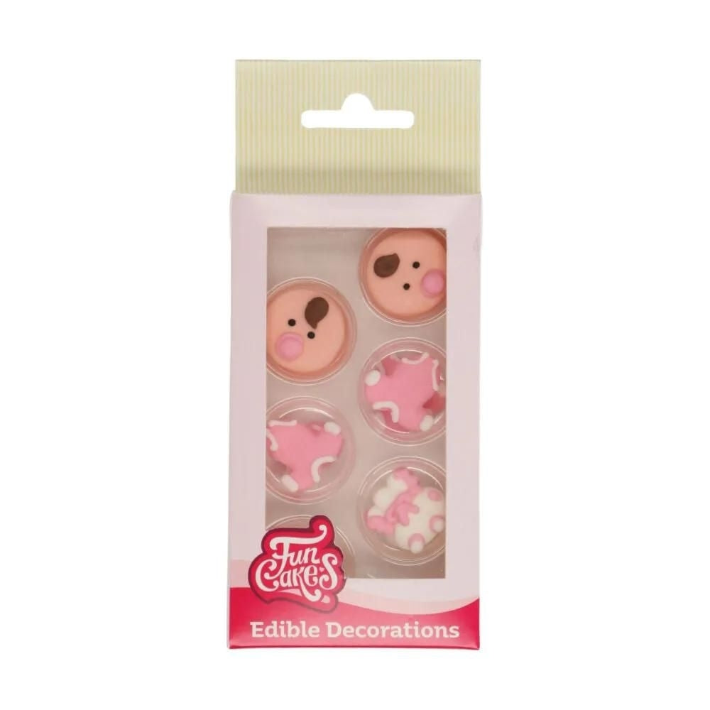 FunCakes Baby Pink Sugar Decorations Set Of 12