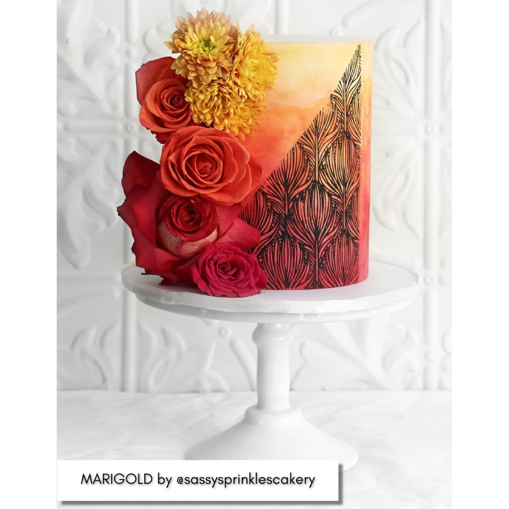 Caking It Up Marigold Mesh Cake Stencil