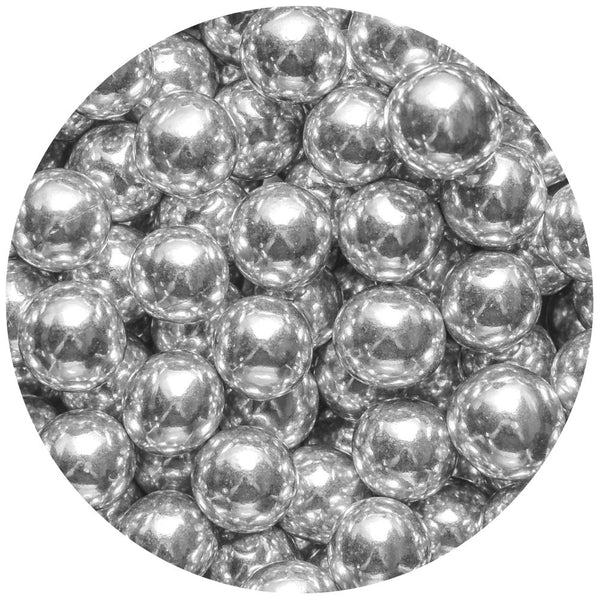 Purple Cupcakes 10mm Silver Metallic Shiny Chocolate Filled Sugar Pearls 80g