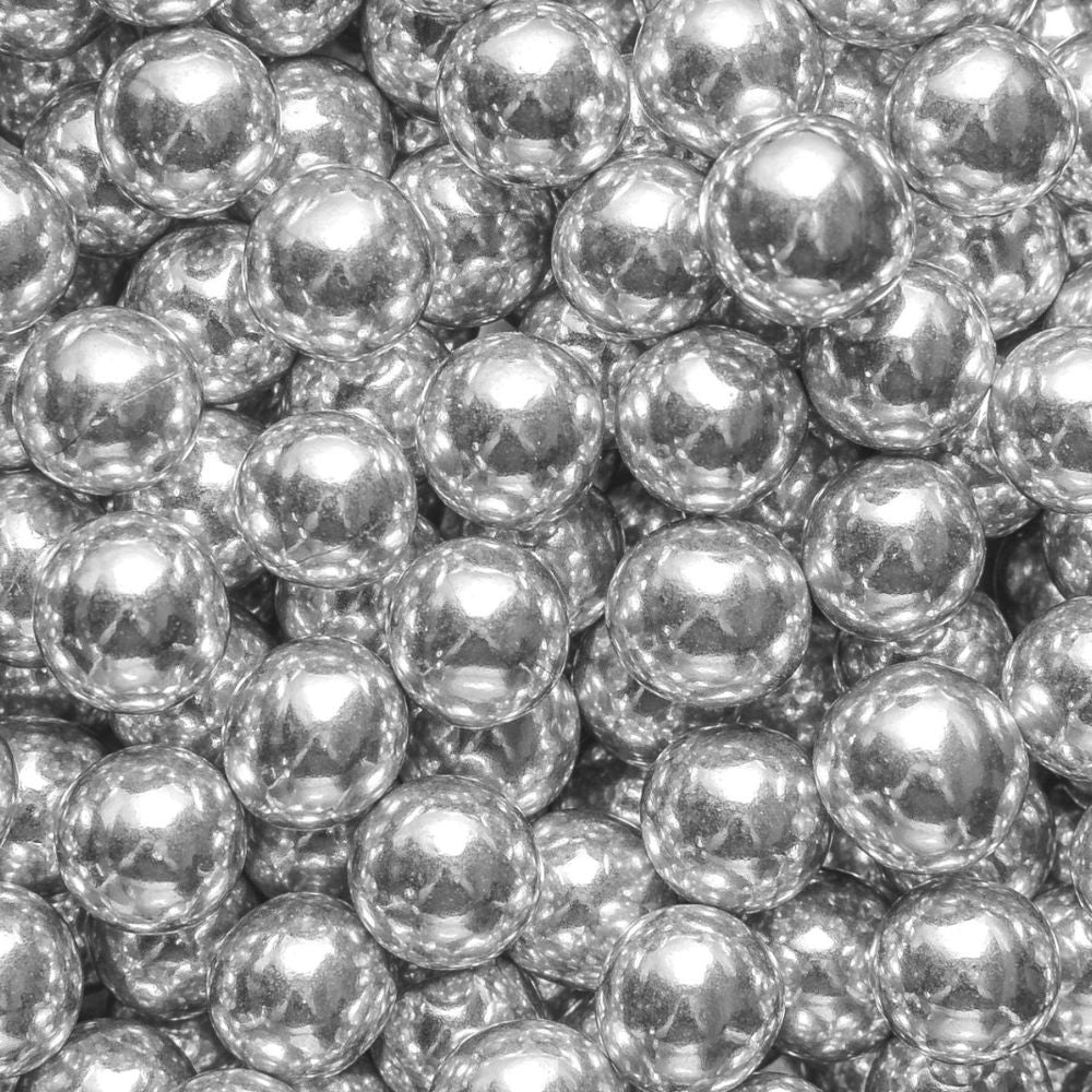 Purple Cupcakes 10mm Silver Metallic Shiny Chocolate Filled Sugar Pearls 80g
