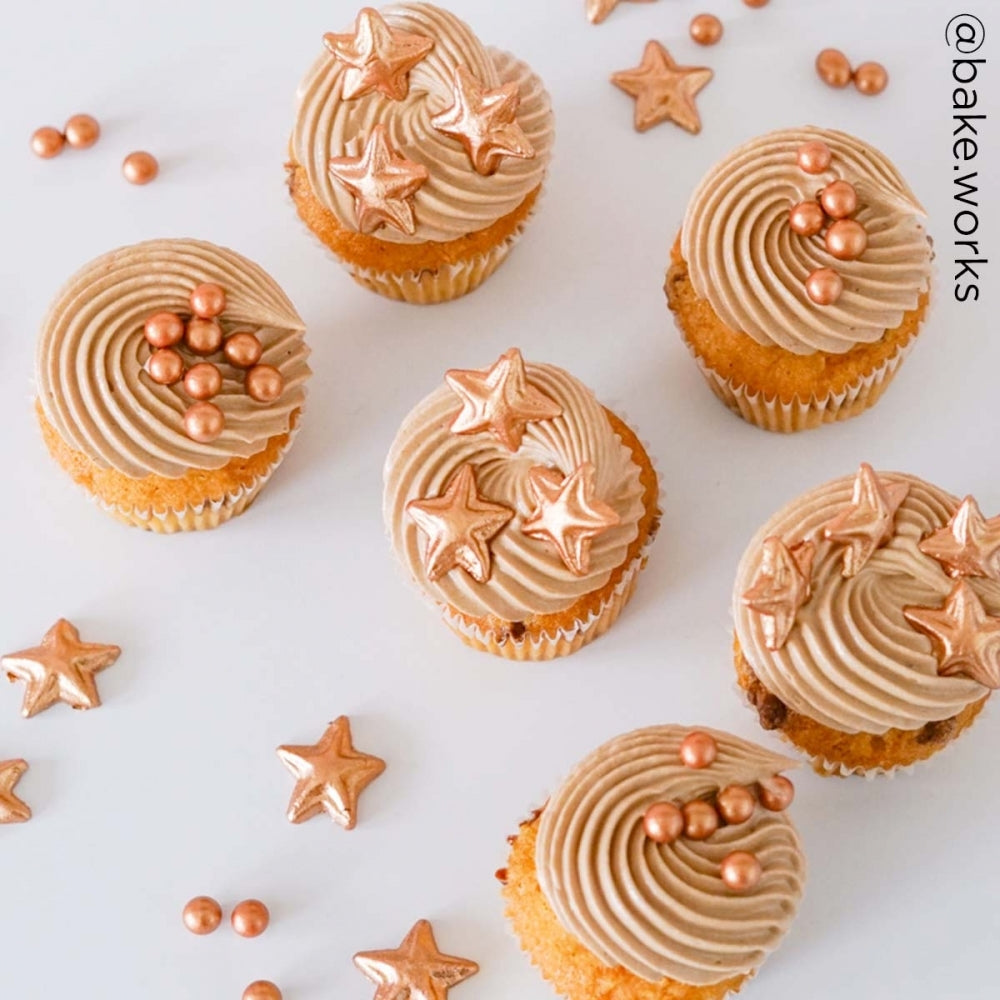 FunCakes Bronze Gold Stars Sugar Decorations Set Of 24