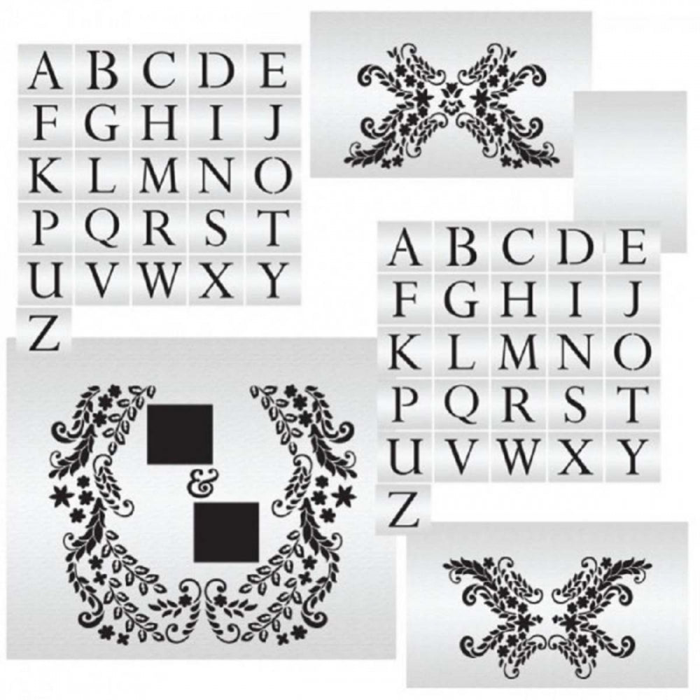 Evil Cake Genius Alexandria Lace Mix & Match Monogram 3-Tier Cake Stencil Set #30