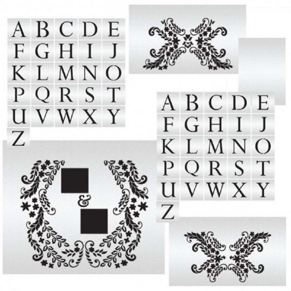 Evil Cake Genius Alexandria Lace Mix & Match Monogram 3-Tier Cake Stencil Set #30