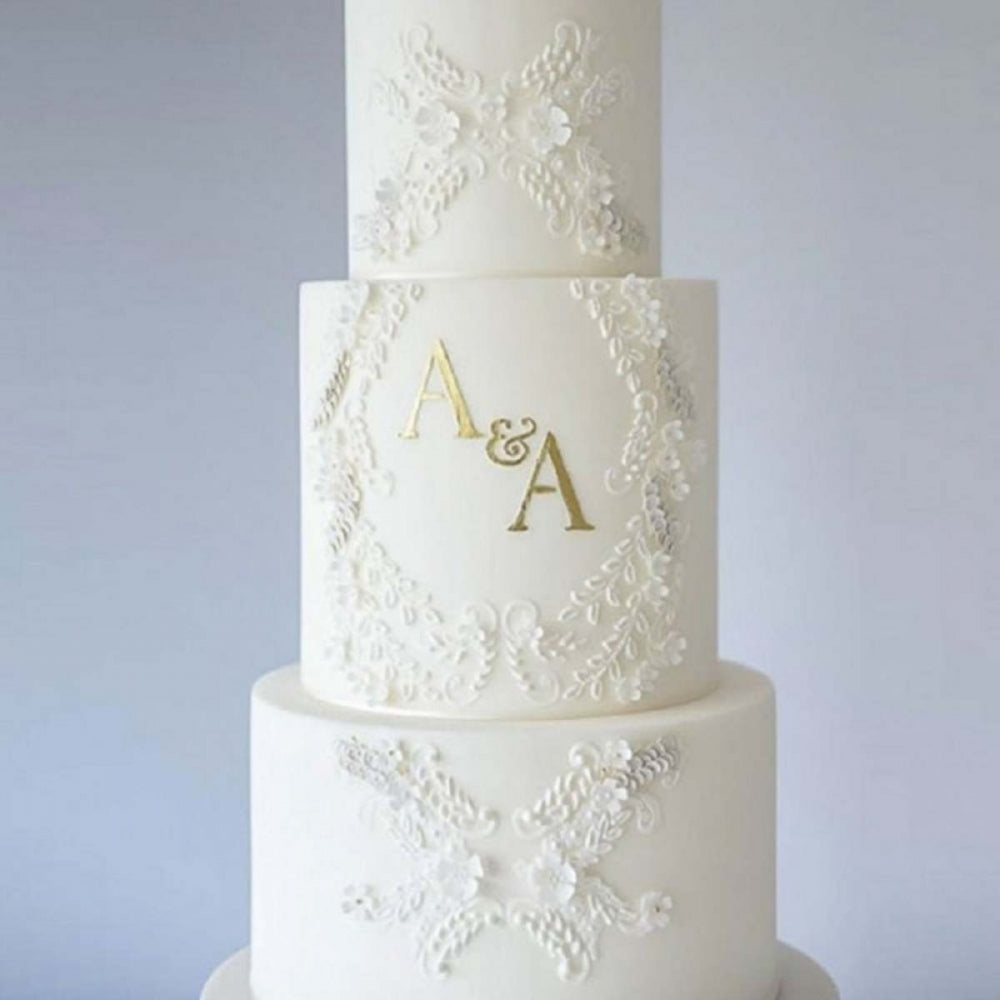 Evil Cake Genius Alexandria Lace Mix & Match Monogram 3-Tier Cake Stencil Set #30