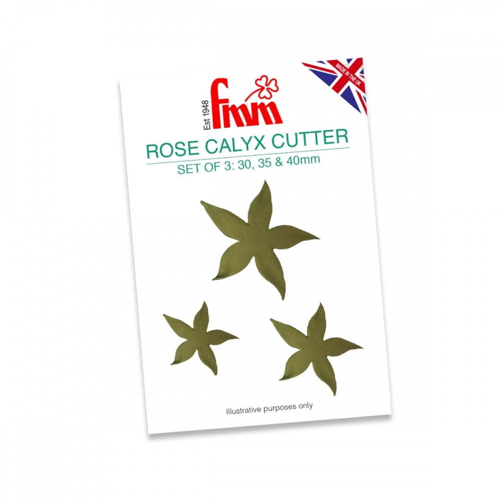 FMM Rose Calyx Icing Cutter Set Of 3 (30mm, 35mm, 40mm) - FMM