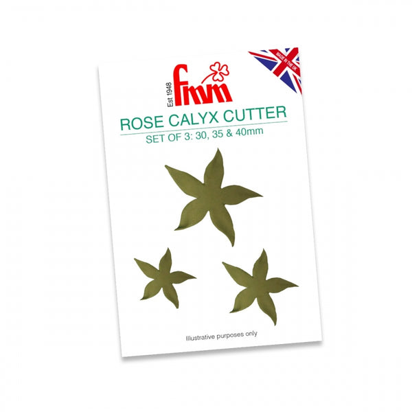 FMM Rose Calyx Icing Cutter Set Of 3 (30mm, 35mm, 40mm) - FMM