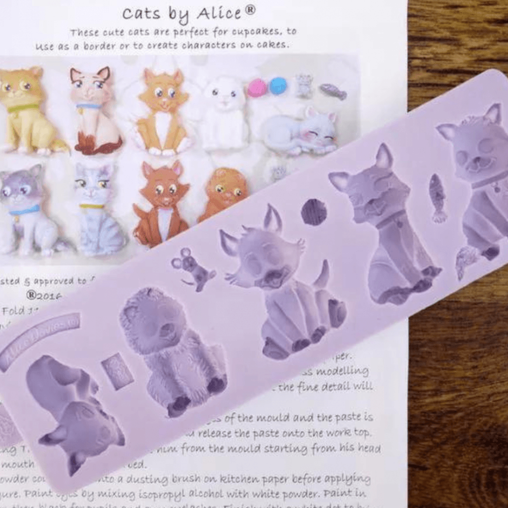 Karen Davies 5 Cats By Alice silicone icing sugarcraft mould set