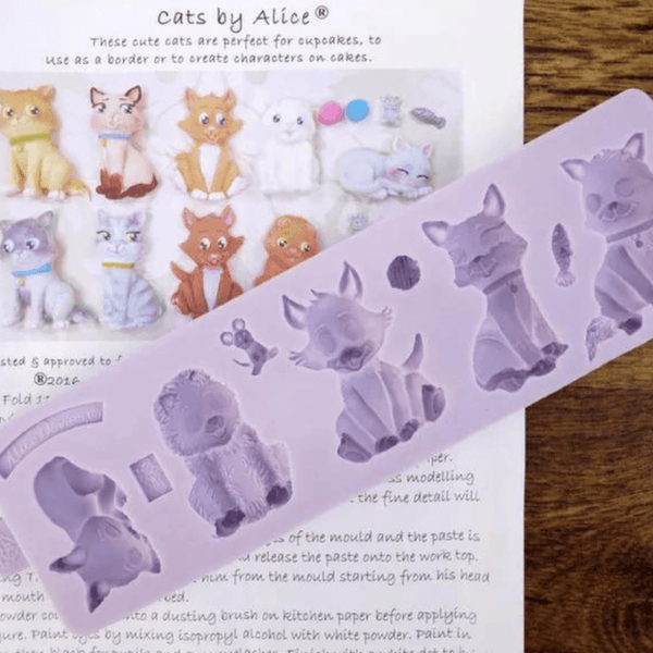 Karen Davies 5 Cats By Alice silicone icing sugarcraft mould set