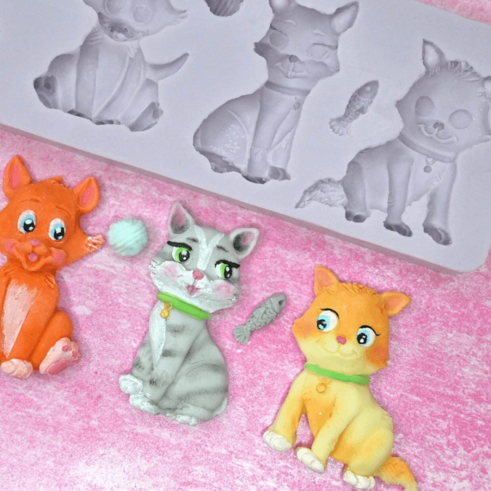Karen Davies 5 Cats By Alice silicone icing sugarcraft mould set