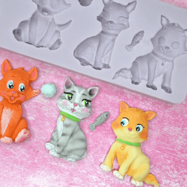 Karen Davies 5 Cats By Alice silicone icing sugarcraft mould set