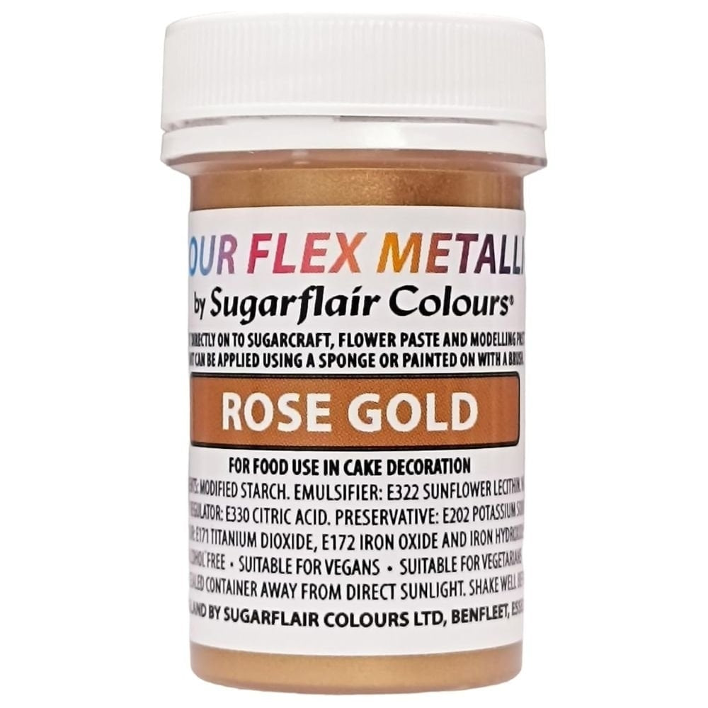Sugarflair Metallic Food Colour Flex Edible Paint - Rose Gold