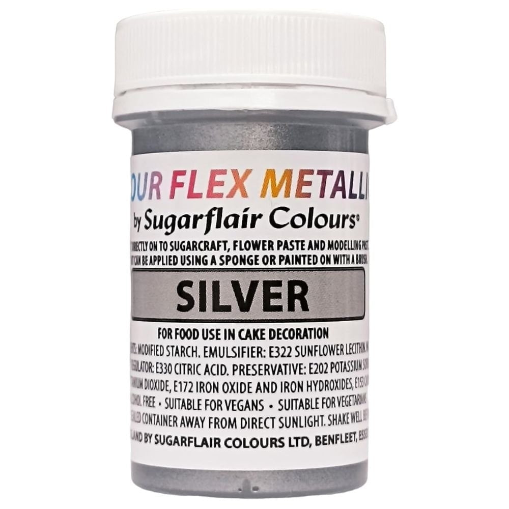 Sugarflair Metallic Food Colour Flex Edible Paint - Silver