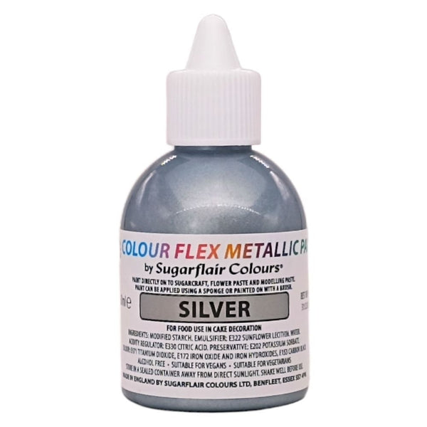 Sugarflair Metallic Food Colour Flex Edible Paint - Silver