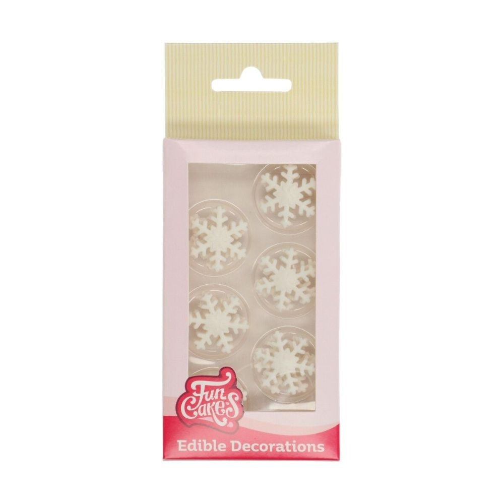 FunCakes Ice Crystal White Snowflakes Sugar Decorations Set Of 12